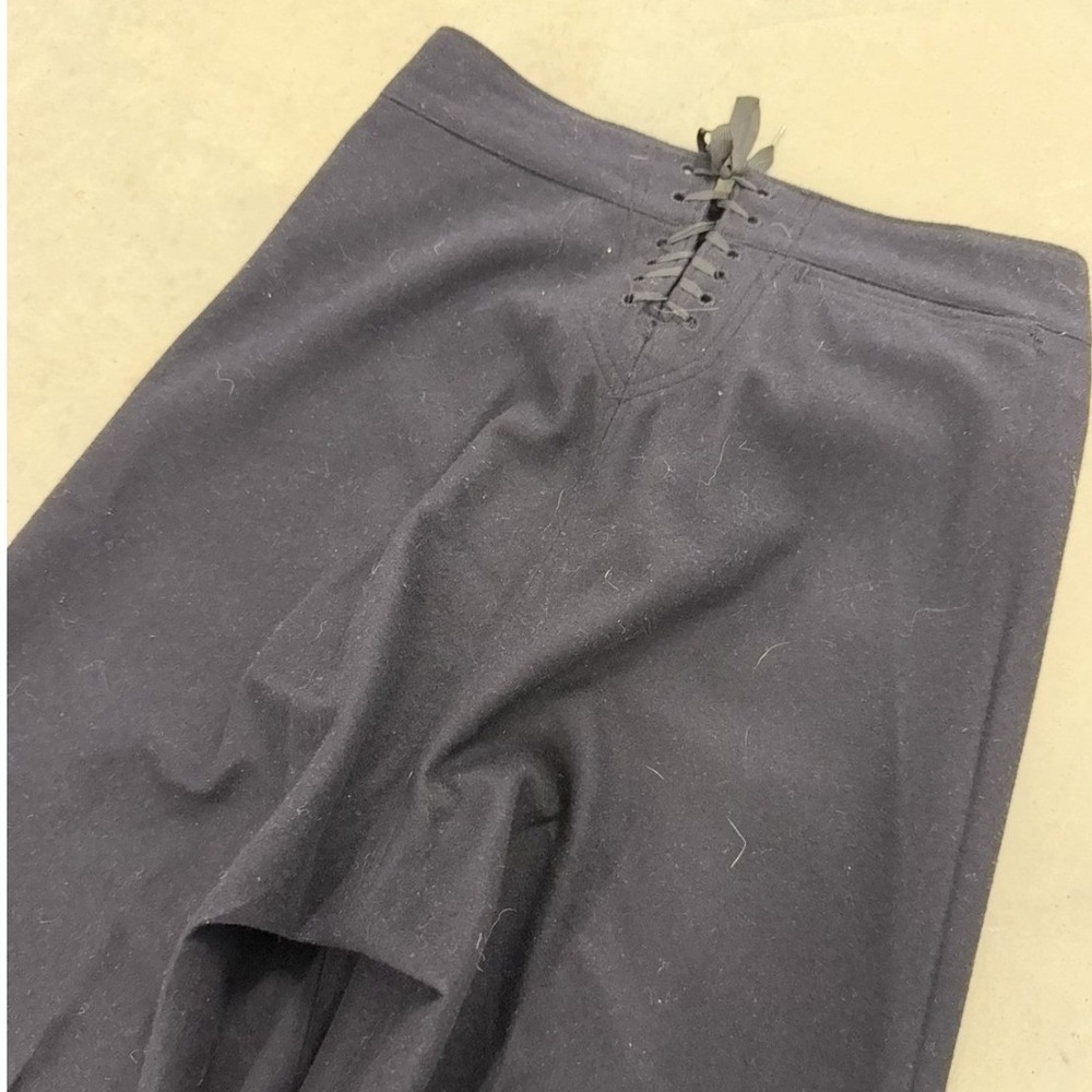 Vintage us navy wool Wide Leg pants button fly Trousers High Waisted Flare - Picture 2 of 7